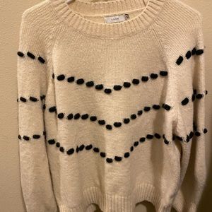 Cream sweater with raised polka dots